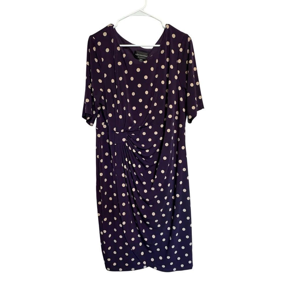 Connected Apparel Purple Polka Dot Wrap Sheath Dress Plus Size 18W TAD11055L